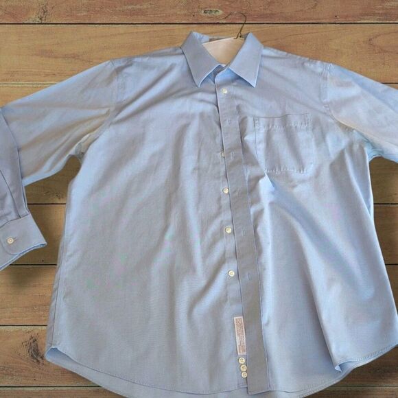 Nordstrom 16.5-33 Smartcare Wrinkle Free Pastel Blue Mens Dress Shirt Button - Picture 2 of 6